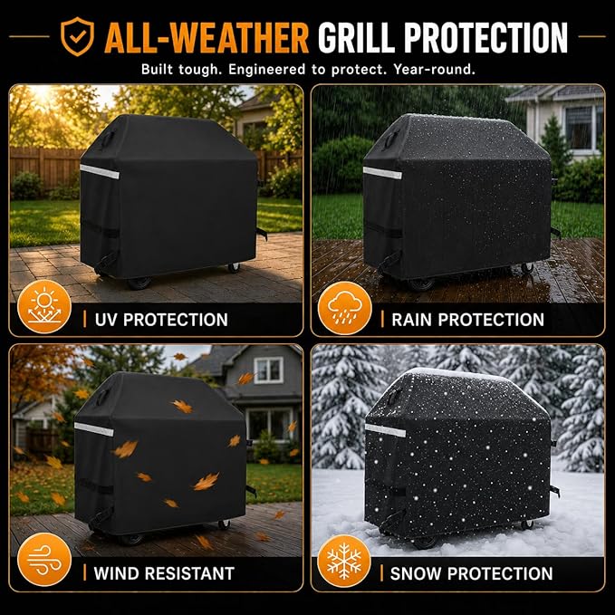 Hisencn 57 inch Grill Cover for Dyna Glo 5 Burner dgf510sbp, dgf510pbp-d, dge530bsp-d, Heavy Duty Waterproof Outdoor BBQ Cover for Dyna Glo Premium Grill, All Weather Protection, Fade and UV Resistant