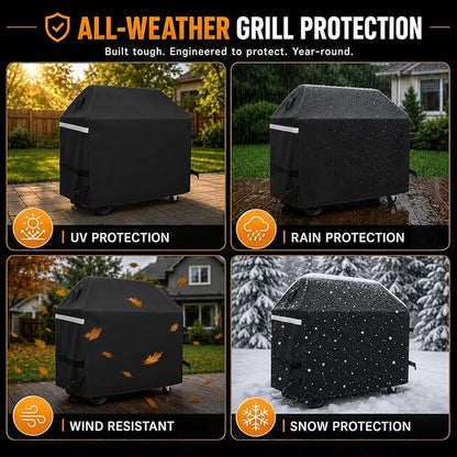 Hisencn 57 inch Grill Cover for Dyna Glo 5 Burner dgf510sbp, dgf510pbp-d, dge530bsp-d, Heavy Duty Waterproof Outdoor BBQ Cover for Dyna Glo Premium Grill, All Weather Protection, Fade and UV Resistant
