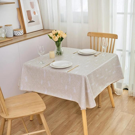 LIBERECOO Heavy Duty Vinyl Tablecloth with Flannel Backing Waterproof Oil-Proof Plastic Table Cloth Stain-Resistant Wipeable Rectangle or Square Table Cover for Indoor and Outdoor 54 x 54 Inch