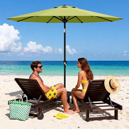 GarveeLife 10FT Umbrella Outdoor Patio, Backyard Umbrella with 8 Sturdy Ribs, Push Button Tilt and Crank, Waterproof UV Protection for Garden, Table, Pool, Market | Table Umbrella Waterproof UV Protection for Garden, Pool, Deck, Backyard, Market (Fruit...