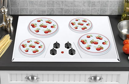 Reston Lloyd, Burner Covers For Electric Stovetop, Decorative Lightweight Tin Covers, Set of 4 (2-8 inch & 2-10 inch), Conceals Messy Drip Pans, Harvest Apple