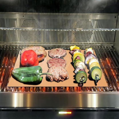 Copper Grill Mats for Outdoor Grill Set of 6 - Nonstick Reusable Barbecue Matt Pad for BBQ Grilling Cooking (Copper 6pcs)