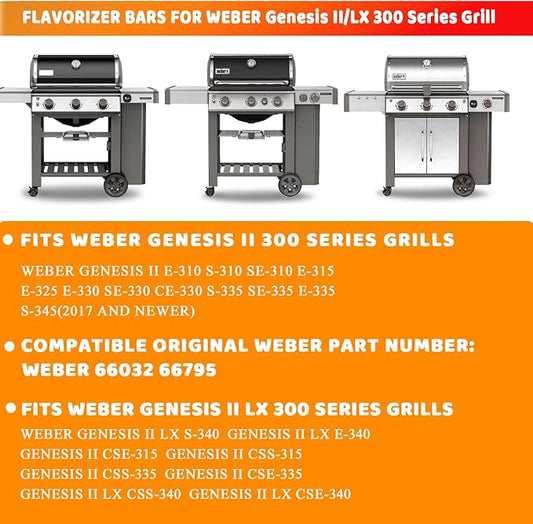 Uniflasy Grill Parts for GS4 Genesis II Flavorizer Bars for Weber Genesis II/LX 300, Genesis II E310, II E315, II E335 (2017 & Newer) Grills, 17-Inch 66795 Flavorizer Bars for Weber 66032