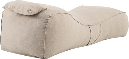 Christopher Knight Home Morton Outdoor Bean Bag Chair Set of 2, Fabric Bean Bag Chair for Adults and Kids, Indoor/Outdoor Sun Lounger with Headrest, Patio Chaise Lounge Chair Set of 2, Dark Beige