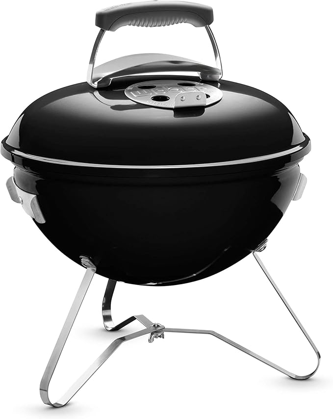 Weber Smokey Joe Charcoal Barbecue/Portable Design, Porcelain-Enamelled Lid & Bowl, 37 cm Cooking Surface, Black