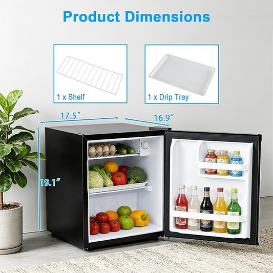 COSTWAY 1.7 Cu.Ft Mini Fridge, Compact Refrigerator w/Chiller Compartment, Adjustable Thermostat, Reversible Single Door & Low Noise, Small Refrigerator for Dorm, Office, Bedroom & Apartment (Silver)
