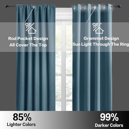 RYB HOME RV Camper Door Window Curtains -Blackout Privacy Curtains & Drapes for Bathroom Bedroom Kitchen Portable Travel Trailer Small Window Decor, W 34 x L 24, Slate Blue, 2 Panels