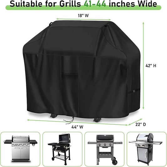 Grill Cover 44 inch,600D Heavy Duty BBQ Propane Gas Grill Cover,Waterproof Outdoor Grill Cover for Weber,Nexgrill,Brinkmann,Jenn Air,Char-Broil,Monument,Dyna-Glo 2 Burner Barbecue Grills