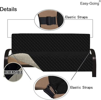 Easy-Going Reversible Couch Cover, Large Futon Sofa, Black/Beige | Machine Washable Slipcover For Dogs, Water Resistant Furniture Mat For Living Room, Non-Slip Sofa Cover, Pet Friendly