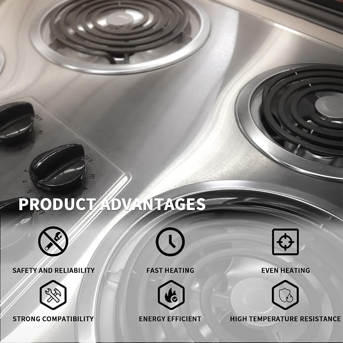 MP21YA 8" Stove Burner Element Fits Whirlpool Maytag Kenmore | MP21YA 8 inch stove burner 240V 2100W five-turn coil fits Whirlpool Maytag Kenmore quick three step DIY install