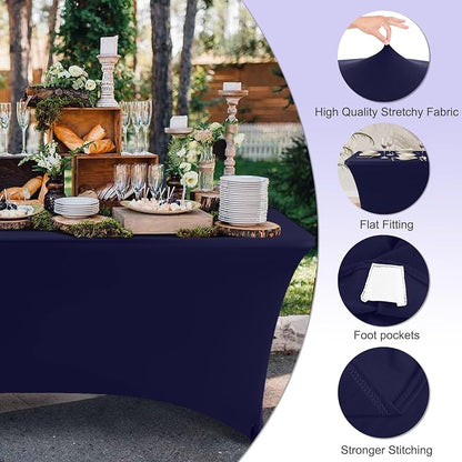 ABCCANOPY 6FT Spandex Table Cover, Stretch Fitted Tablecloth, Navy Blue | Rectangular Tight, Fitted, Washable and Wrinkle Resistant Table Protector for Wedding, Banquet,Birthday, Party, Event