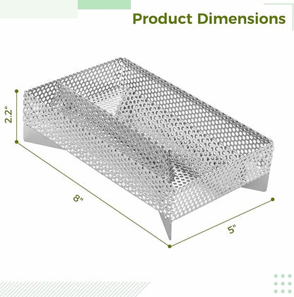 Smoker Tray 12 Hours Pellet Maze Smoker Tray, 5 x 8 Inch Stainless Steel Pellet Smoker Basket, Anti-slip Smoke Generator, Perfect for Hot and Cold Smoking Meat, Fish, Cheese