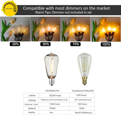 Outdoor String Lights 150FT Lighting Waterproof for Outside Patio Backyard | 150FT Connectable Outdoor Lights,75 Plastic Dimmable ST38 Edison Bulbs for Porch Bistro Garden Gazebo Balcony Cafe Deck Yard
