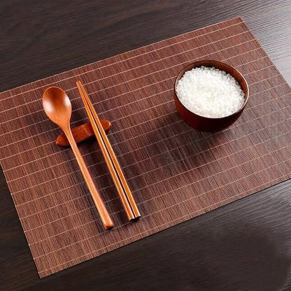 1PCS Dining Table Kitchen Placemat, Heat-Resistant Place Mat Stain Resistant Anti-Skid Washable Bamboo Table Mat Placemat Kitchen Table mat (Dark Brown)