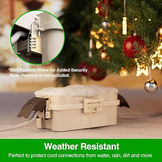 Flemoon 2 Pack IP55 Small Outdoor Electrical Box Waterproof for Power Strip | Inner 5.9 x 3.2 x 1.8inch, Extension Cord Cover with Detachable Awning Covers for Plug, Outlet, Holiday Lights, Almond