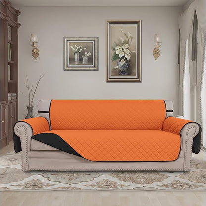Easy-Going Reversible Couch Cover, 3 Cushion Sofa, Large, Orange/Black | Machine Washable Slipcover For Dogs, Water Resistant Furniture Mat For Living Room, Non-Slip Sofa Cover, Pet Friendly