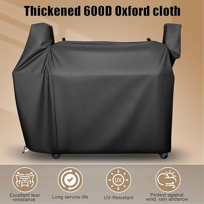 QuliMetal Grill Cover for Rectec DualFire 1200 Wood Pellet Smoker Grill - 600D Heavy-Duty Waterproof, UV and Fade Resistant Grills Cover for Rec Tec DualFire RT-1200 Grill Cover Accessories
