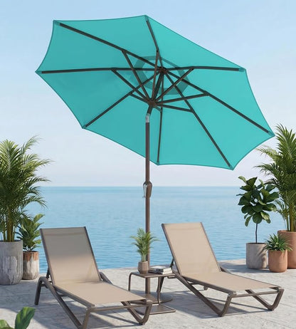 10FT Patio Umbrella, Outdoor Umbrella with Push Button Tilt and Crank, 8 Sturdy Ribs, UV Protection & Waterproof Market Umbrella for Pool, Backyard, Beach,Deck