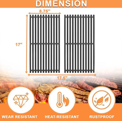 17 x 8 3/4'' Grill Grates G369-0030-W2 for Charbroil TRU-Infrared Replacement Parts 2 Burner 463644220 463632320 463644220 463675016 463642316 463675016P1 G362-0008-W1 463630021 463660421 463655621