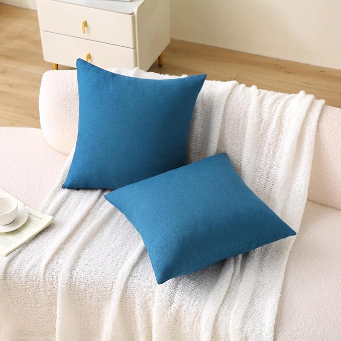 Outdoor Throw Pillows with Inserts, Waterproof Pillows for Outdoor Seating, Square Decorative Garden Cushion for Patio Furniture, Bed, Couch, Sofa(Blue, 16" x 16" (Pack of 2))
