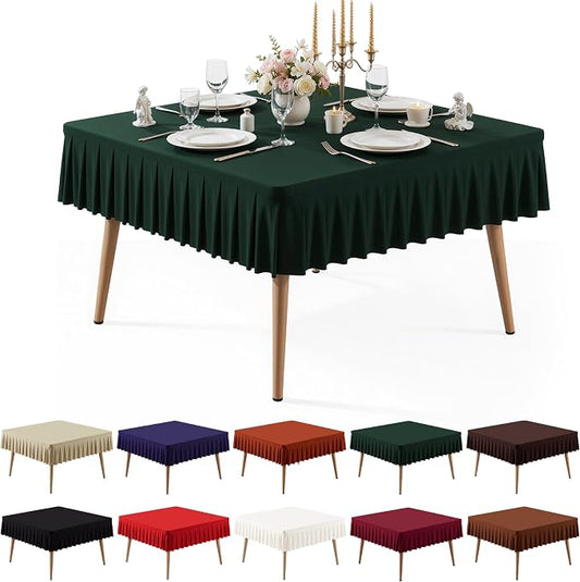PARTISKY Hunter Green Spandex Square Tablecloths 48x48 Inch, Wrinkle Free Fitted Card Table Cloth Stretch Square Table Cover for Kitchen Dinner, Holiday Party, Wedding Banquet, Display Trade Show