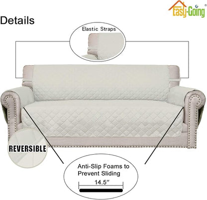 Easy-Going Reversible Loveseat Couch Cover for 2 Cushion Couch Sofa Cover for Dogs Water Resistant Furniture Protector with Foam Sticks Elastic Straps for Pet (Loveseat, Ivory/Ivory) | Machine Washable Slipcover For Dogs, Water Resistant Furniture Mat ...
