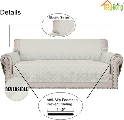 Easy-Going Chair Sofa Slipcover Reversible Sofa Cover Water Resistant Couch Cover Furniture Protector Cover with Elastic Straps for Pets Kids Children Dog Cat (Chair, Ivory/Ivory) | Machine Washable Slipcover For Dogs, Water Resistant Furniture Mat For...