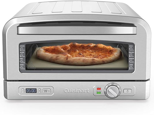 Cuisinart Indoor Pizza Oven, Bakes 12" Pizzas in Minutes, Countertop Electric Pizza Oven Heats up to 700°F, Large Viewing Window, Interior Light, Includes 12.5" Pizza Stone, CPZ-120, Stainless Steel