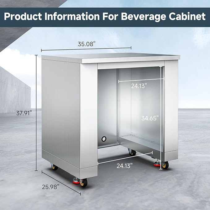 BODEGA Stainless Steel Outdoor Drawer Cabinets for 30 Inch Outdoor Kitchen Propane Gas Grill with 2 Drawers and Propane Tank Storage, Commercial Sinks Cabinet and outdoor refrigerator cabinet Combo.