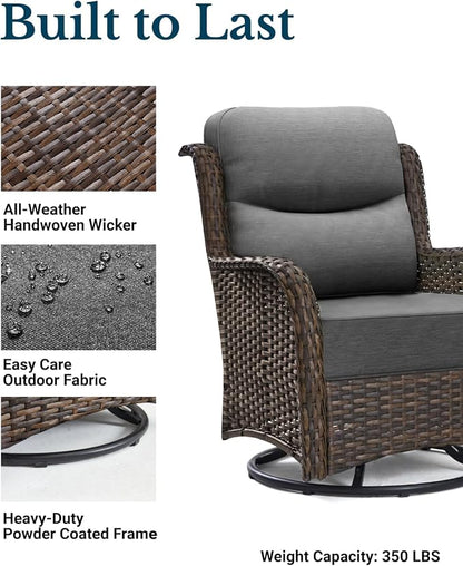 HILLGA Luxury Outdoor Furniture High Back Patio Sofa, Oversized Loveseat with 6'' Thick Cushions, Ideal for Porch, Poolside, Deck, and Yard (Dark Gray)