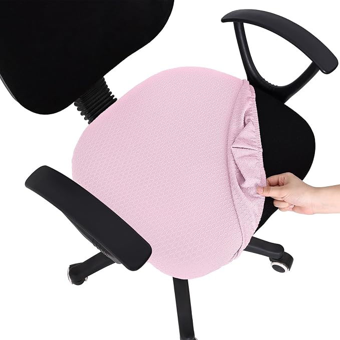 Smiry Office Computer Chair Seat Covers for Desk, Anti-dust Protector | Stretch Jacquard Removable Washable Desk Chair Seat Cushion Protectors, Pink