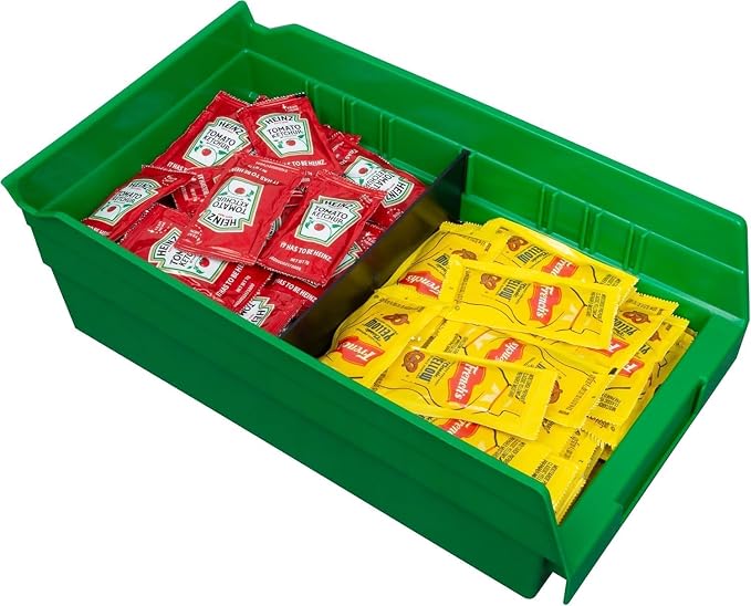 Akro-Mils 30130 Heavy Duty Plastic Shelf Bins, 12"x 6.5"x 4", Green, 12-Pk | Heavy Duty Nesting Storage Bins for Garage, Closet, Refrigerator, Kitchen, Cabinet, Drawer Organization, Pantry Organization