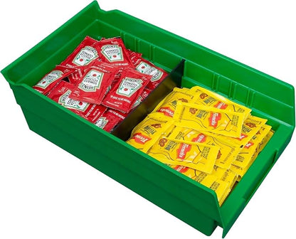Akro-Mils 30130 Heavy Duty Plastic Shelf Bins, 12"x 6.5"x 4", Green, 12-Pk | Heavy Duty Nesting Storage Bins for Garage, Closet, Refrigerator, Kitchen, Cabinet, Drawer Organization, Pantry Organization