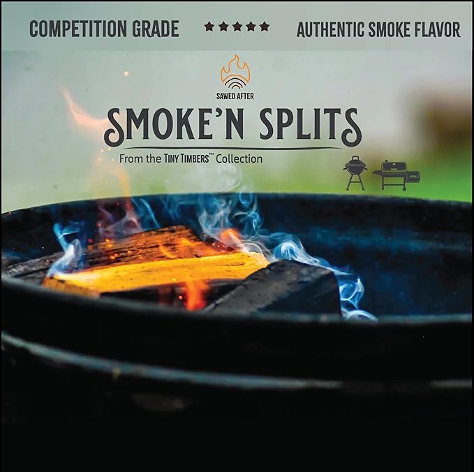 Smoke'n Splits by Tiny Timbers USDA Grade Kiln Dried Hardwood Cooking Chunks for Smokers & BBQ Grills | 5" Short Splits | USA Sourced | 6 lb. | 400+ cu. in. | Wild Black Cherry