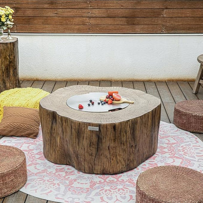 Elementi Manchester Outdoor Firepit Table 42 Inches Rectangular Fire Pit Concrete Patio Heater Electronic Ignition Backyard Fireplace Cover Lava Rock Included Liquid Propane