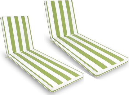 Only choice 2 Pcs Set Outdoor Lounge Chair Cushions Patio Chaise Lounge Chair Replacement Cushions Furniture Seat Cushions(Green White Striped)