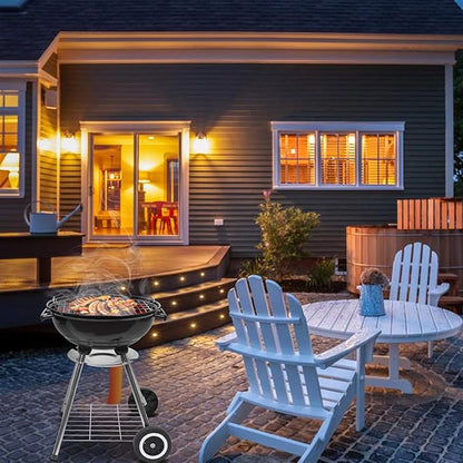 Black 18 Inch Charcoal Grill, Portable BBQ Stove with Wheel, Outdoor Camping Kettle Barbecue for Garden Patio,Rollable Side Wheel for Easy Mobility,18 Inch Charcoal Grill, Portable BBQ Stove