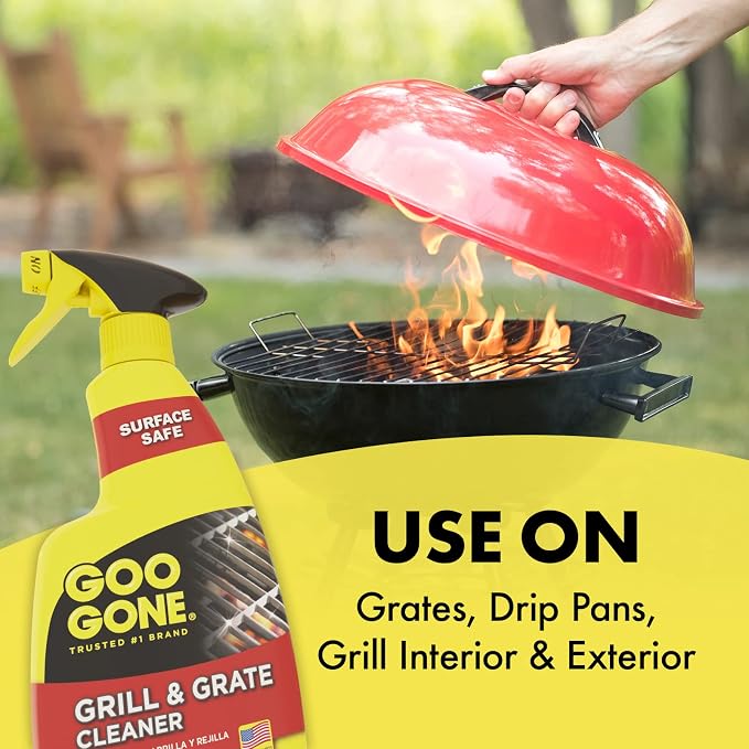 Goo Gone Grill and Grate Cleaner Spray (4 Pack) Cleans and Degreases BBQ Cooking Grates and Racks, Pellet and Electric Smokers- 24 Ounce