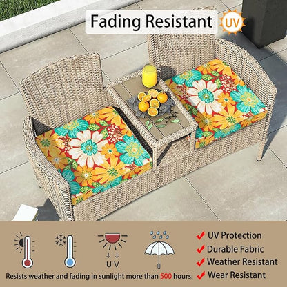 Magpie Fabrics Indoor Outdoor Cushion Cover Replacement 2 Pack, NO Insert! Water Repellent Slipcover with Ties Decor for Patio Garden Chair Sofa Bench Wicker(Embry Red Hibiscus, 20x18x4 Inch)