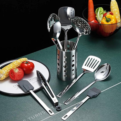 Stainless Steel Cooking Utensils Set, Berglander 13 Pieces Kitchen Utensils Set, Kitchen Tools Set With Utensil Holder Non-Stick And Heat Resistant,Dishwasher Safe, Easy to Clean (13 Packs)