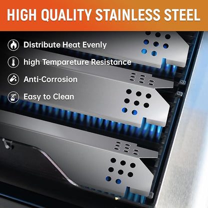 Grill Heat Plate Replacement Parts for Nexgrill 5 Burner 720-0888, 720-0888N, 720-0830H, Stainless Steel Grill Heat Tents, Flame Tamers for Nexgrill Replacement Parts, 5-Burner