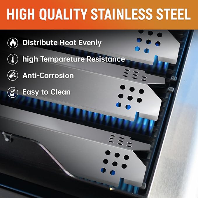 Grill Heat Plates Replacement Parts for Nexgrill 4 Burners 720-0830H, Stainless Steel Grill Heat Tents, Flame Tamer Burner Cover for Nexgrill Replacement Parts, 4-Burner