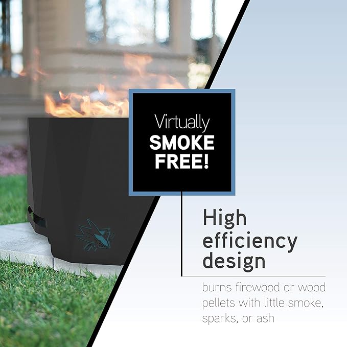 Blue Sky Outdoor Living NHL Toronto Maple Leafs 24” Steel Peak Patio Smokeless Fire Pit, Firewood and/or Wood Pellet Burning