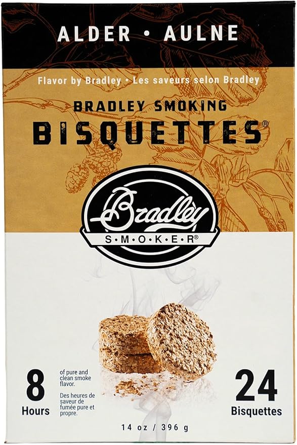 Bradley Smoker Alder Wood Bisquettes for Grilling & BBQ, 24 Pack