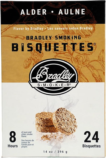 Bradley Smoker Alder Wood Bisquettes for Grilling & BBQ, 24 Pack