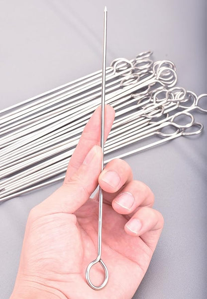 30 Pcs 8 Inches Poultry Lacers,Alele Turkey Pins Stainless Steel Skewers for Trussing Turkey and Poultry Shish Kebab Kabob Skewers