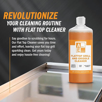 Flat Top Grill Cleaner – 32 fl oz (Pack of 4) | Griddle Cleaner, Food Safe, Non-Caustic, Removes Burnt-On Residue, Blackstone Compatible
