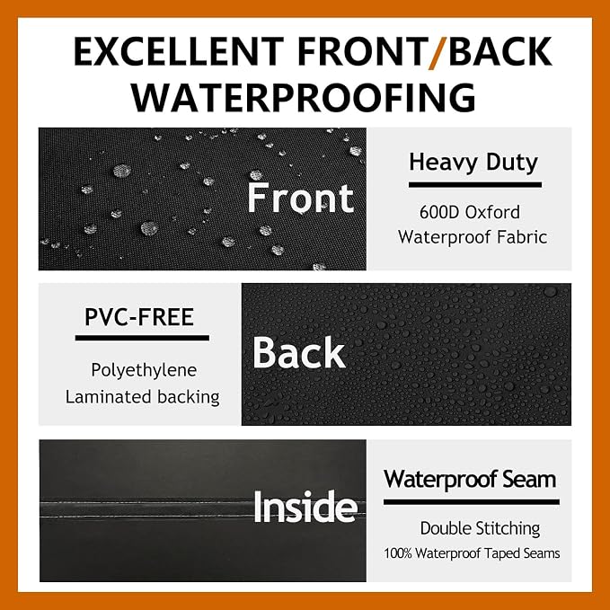 Heavy Duty Outdoor Sectional Sofa Cover, 100"x100" Waterproof 600D Patio Sectional Couch Covers, Lawn Patio Furniture Protector(Midnight Black, V-Shaped-100 x100)