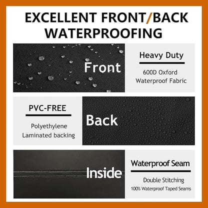 Heavy Duty Outdoor Sectional Sofa Cover, 100"x100" Waterproof 600D Patio Sectional Couch Covers, Lawn Patio Furniture Protector(Midnight Black, V-Shaped-100 x100)