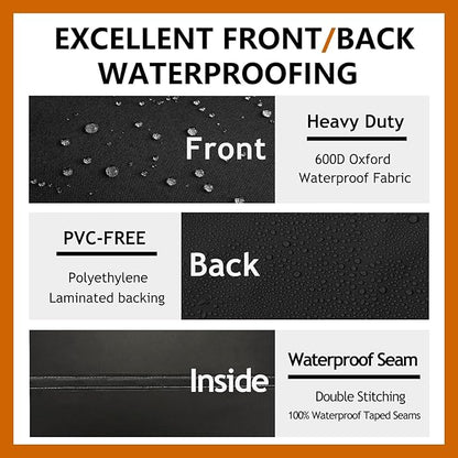 Heavy Duty Outdoor Sectional Sofa Cover, 120"X90" L-Shaped Waterproof 600D Patio Furniture Covers, Lawn Patio Couch Cover (Midnight Black, L-Shaped-Right Facing-120x90)